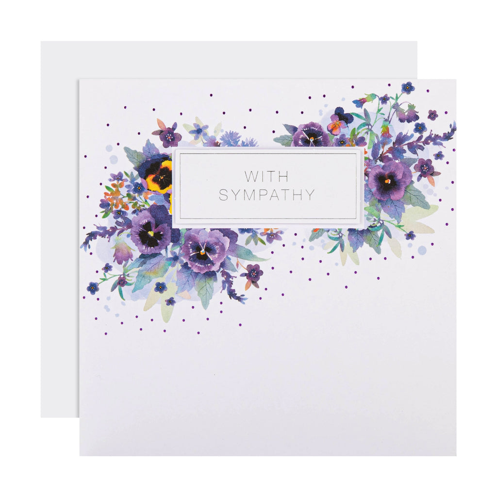 Sympathy Card - Purple Floral Design
