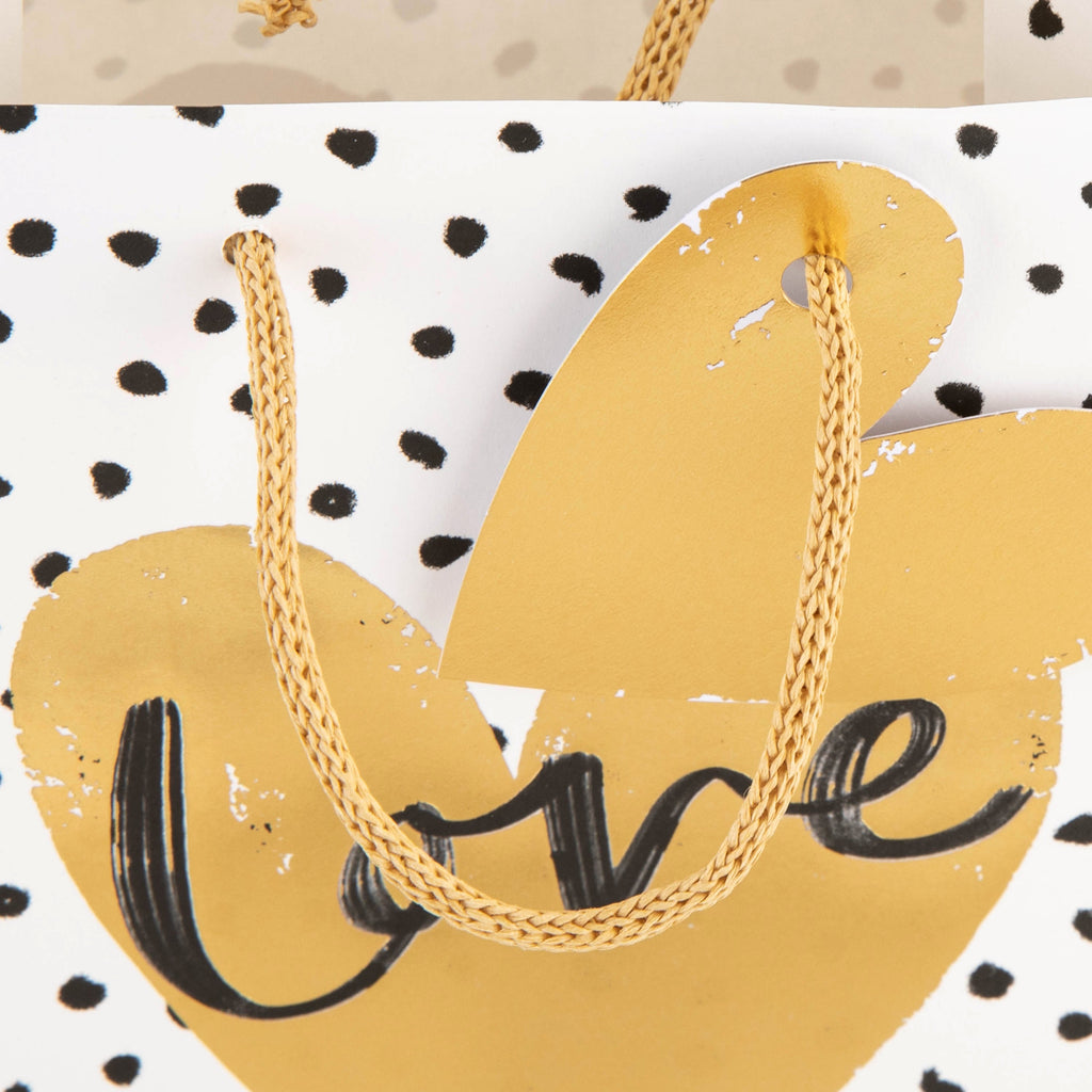 Small Gift Bag - Gold Heart Design