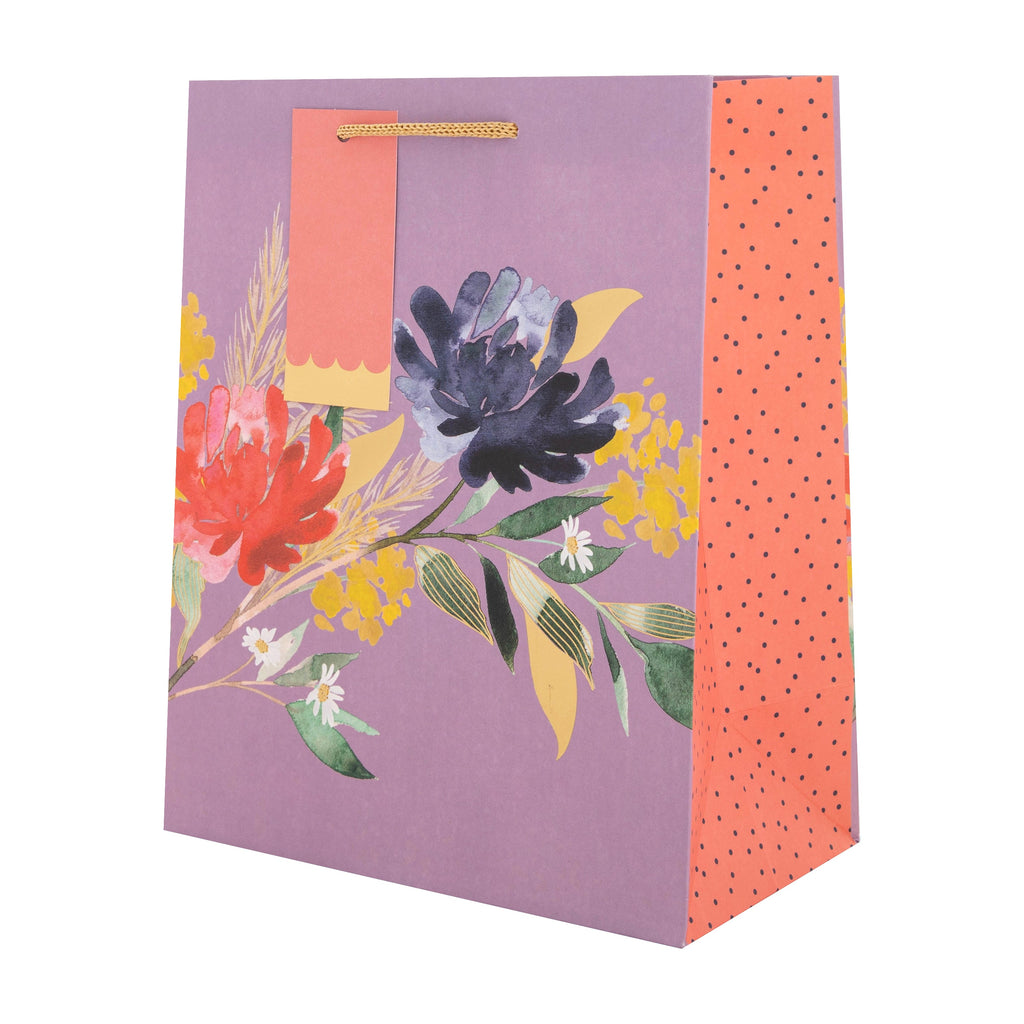 Medium Gift Bag - Purple Floral Design