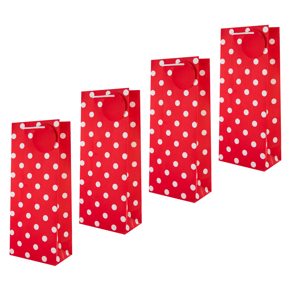 Christmas Bottle Gift Bags - Pack of 4 in Polka Dot Design