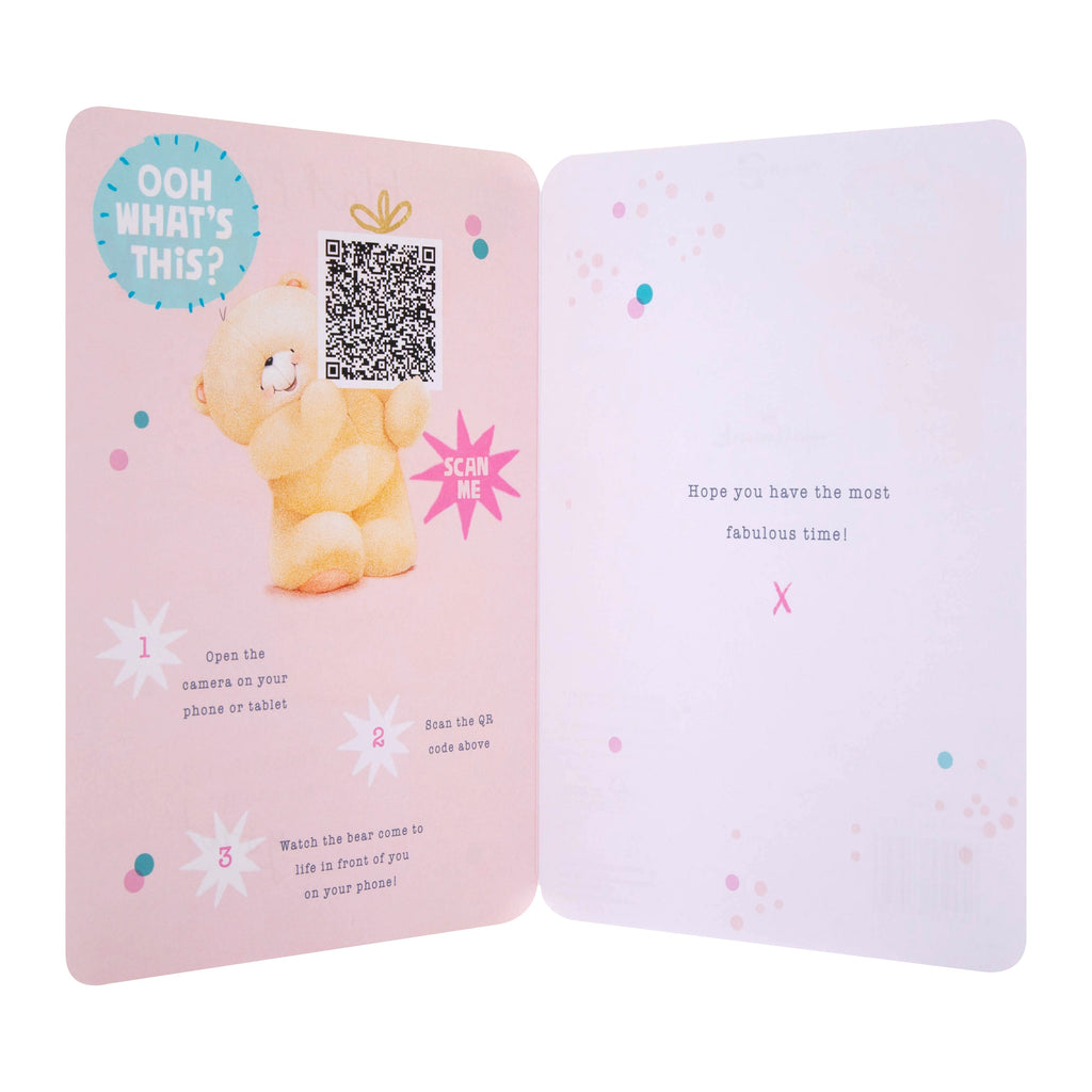 Interactive Green Forever Friends Birthday Card for Her with QR Code
