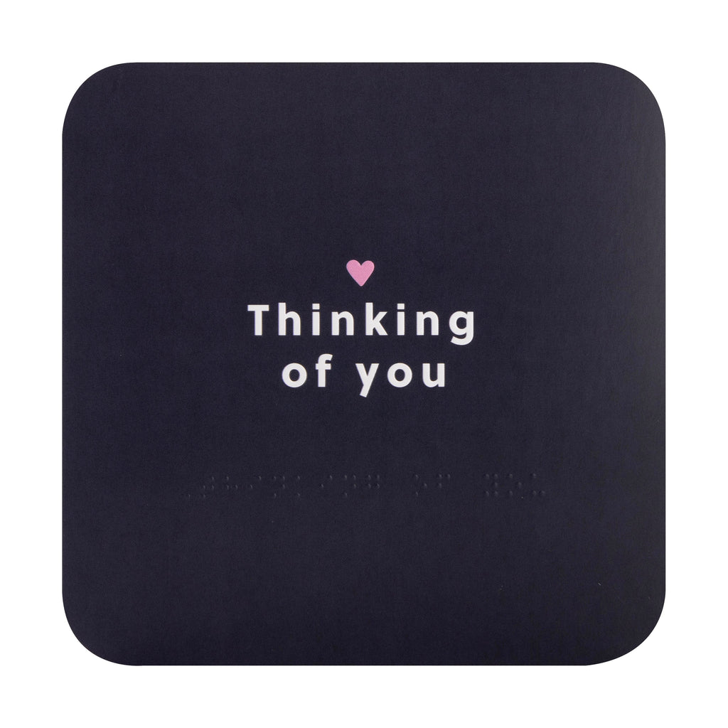 Thinking of You Card  - RNIB Blank Black Background Design with Braille