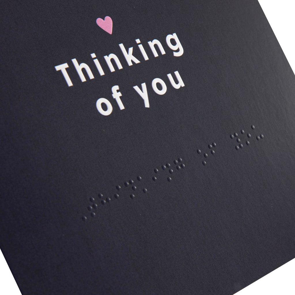 Thinking of You Card  - RNIB Blank Black Background Design with Braille