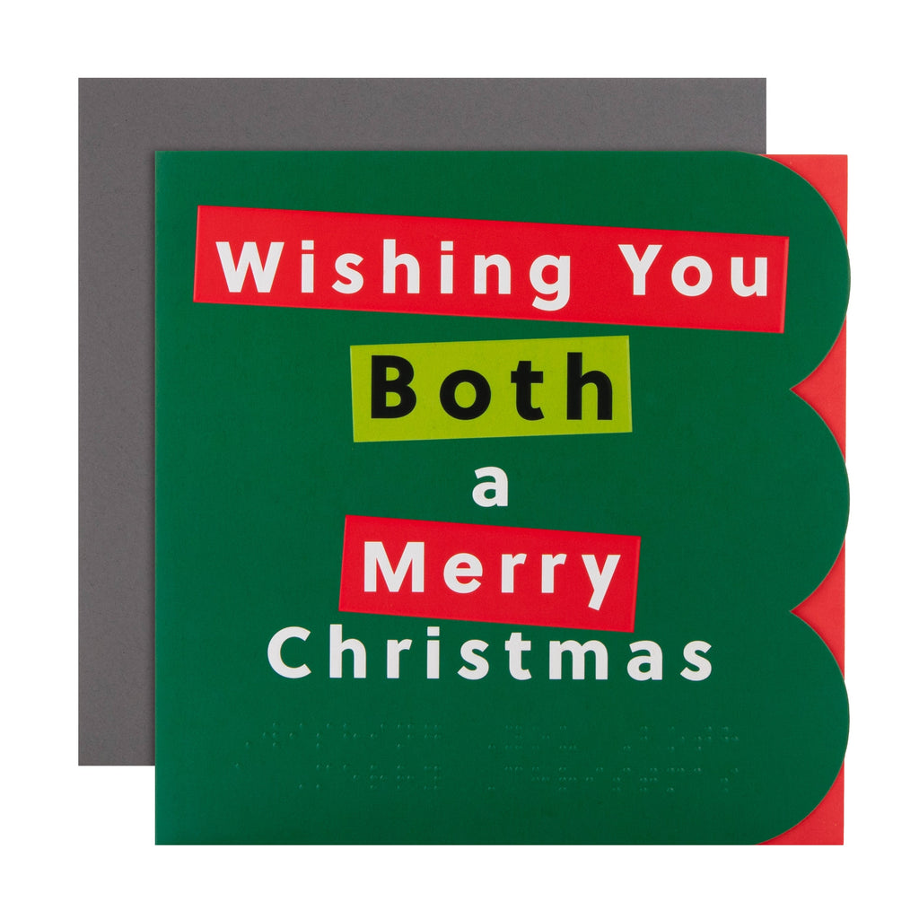 Christmas Card for Both of You - RNIB Green with Braille Design
