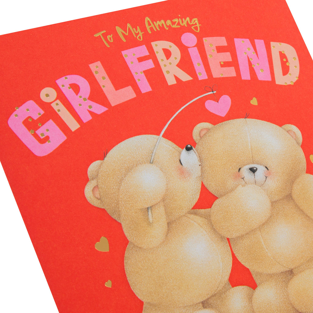 Valentine's Day Card for Girlfriend - Forever Friends Bears Heart Kiss