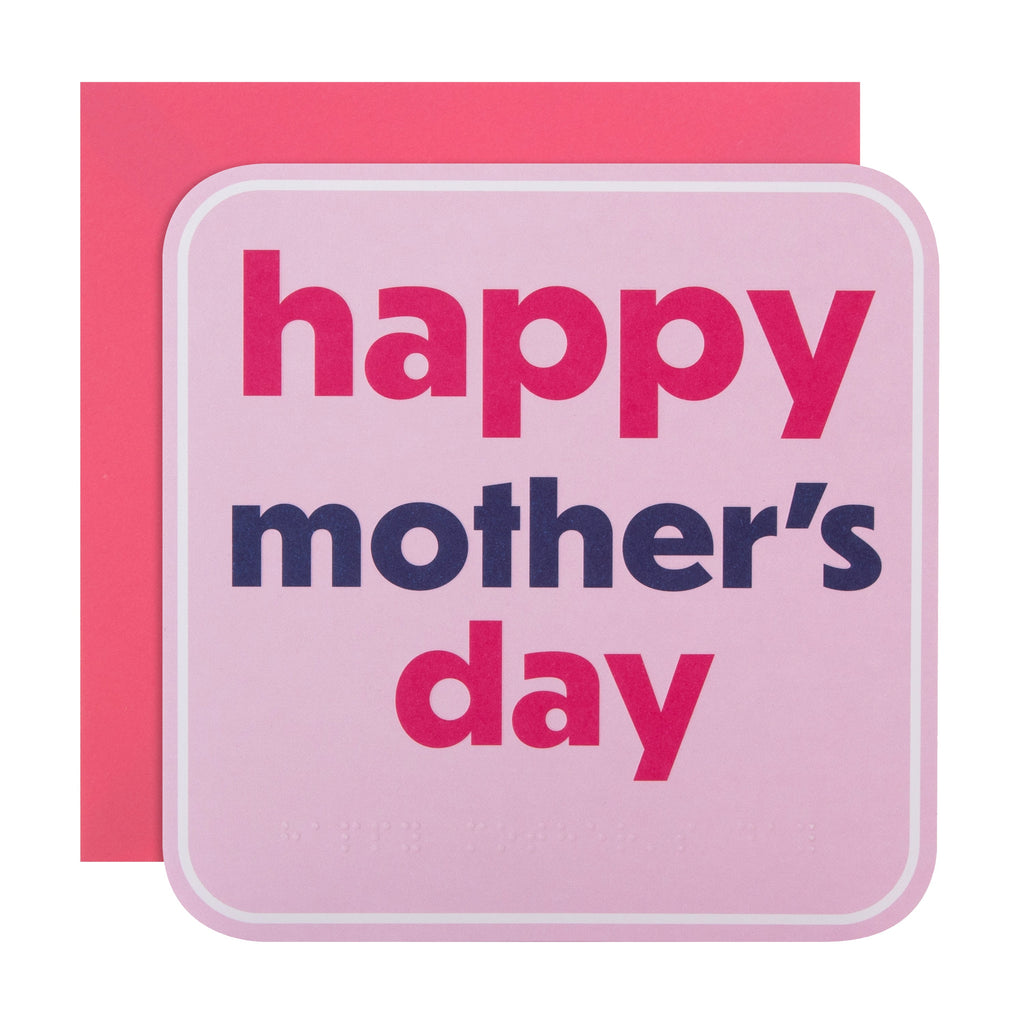 Mother's Day Card - RNIB Light Pink Design with Braille