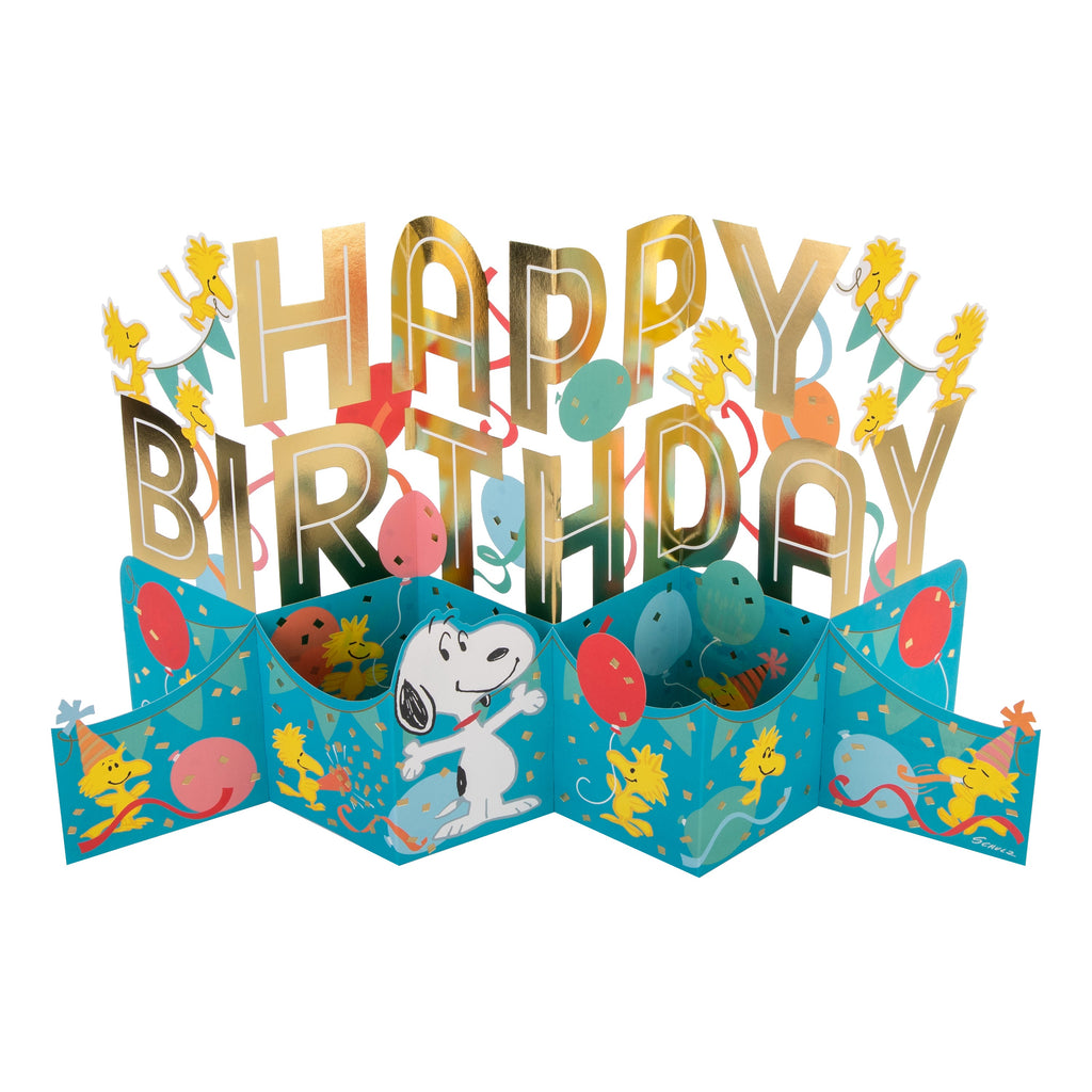 Jumbo Birthday Card - 3D Pop-Up PENAUTS SNOOPY & WOODSTOCK Banner
