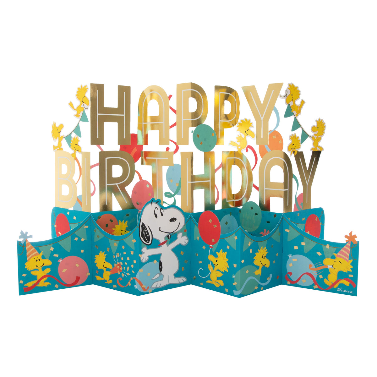 3D Pop-Up SNOOPY & WOODSTOCK Banner Birthday Card | Hallmark UK