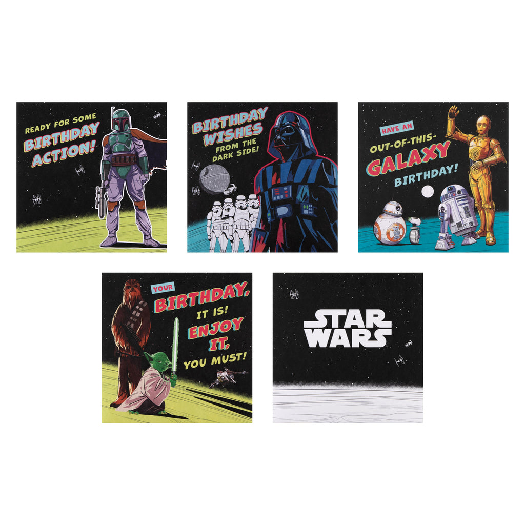 Multipack Birthday Cards - Pack of 10 in 5 Star Wars™ Designs