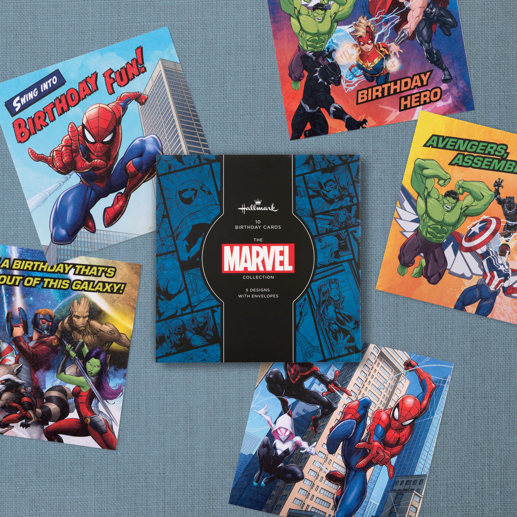 Multipack Birthday Cards - Pack of 10 in 5 MARVEL Designs