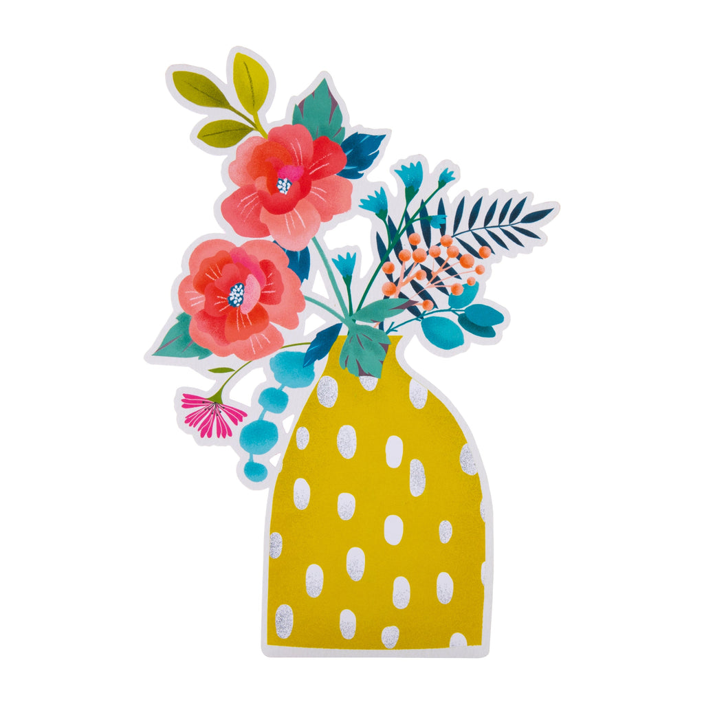 Magical Botanicals Pop Up ‘Delights’ Card - Yellow Vase & Florals Design