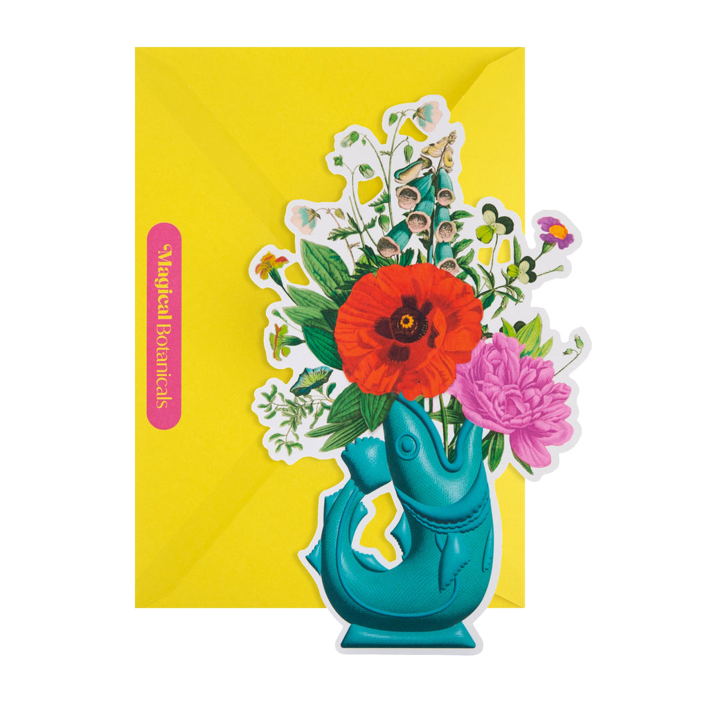 Magical Botanicals Pop Up ‘Delights’ Card - Fish Vase & Florals Design
