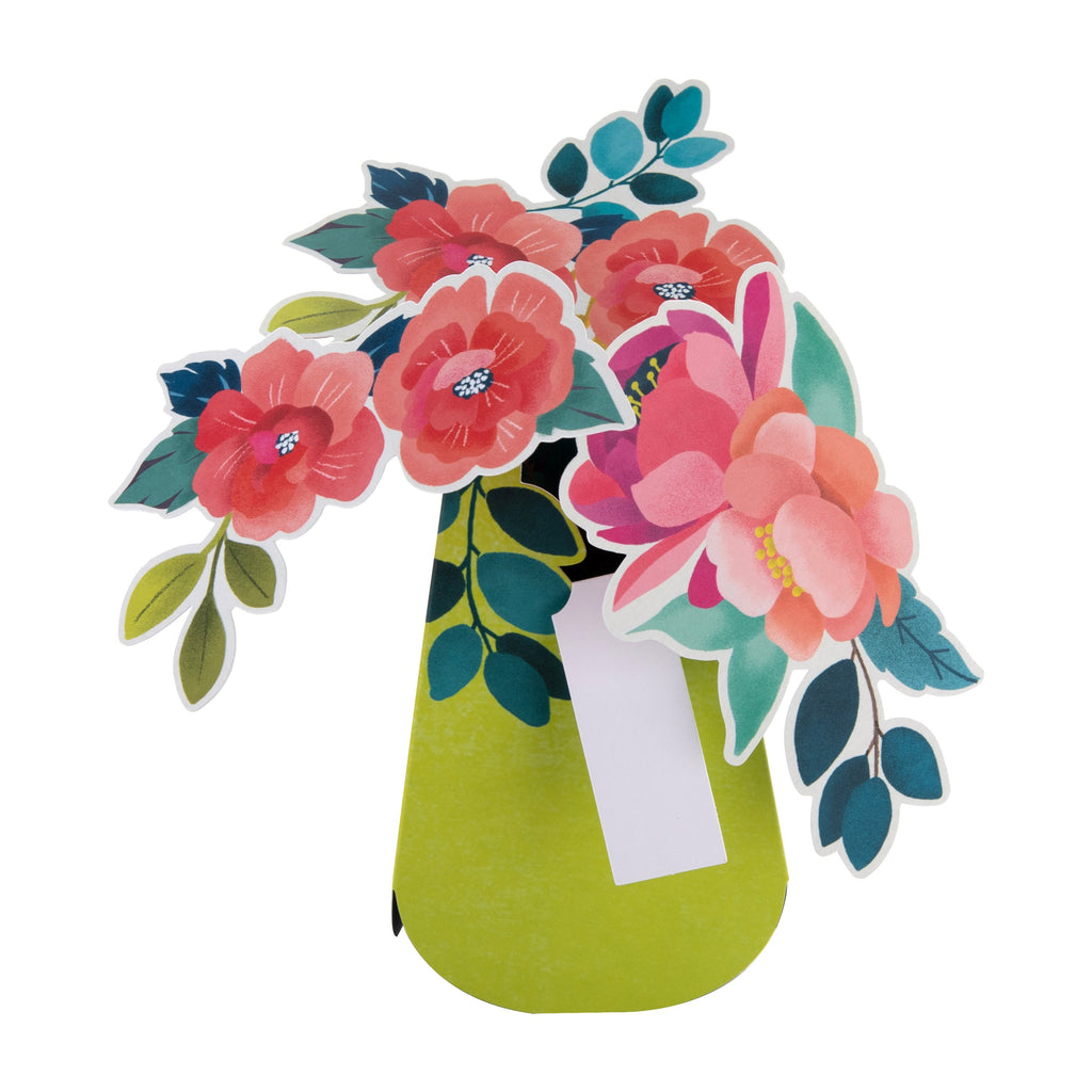 Magical Botanicals Pop Up ‘Wonders’ Card - 3D Yellow Vase & Florals Design