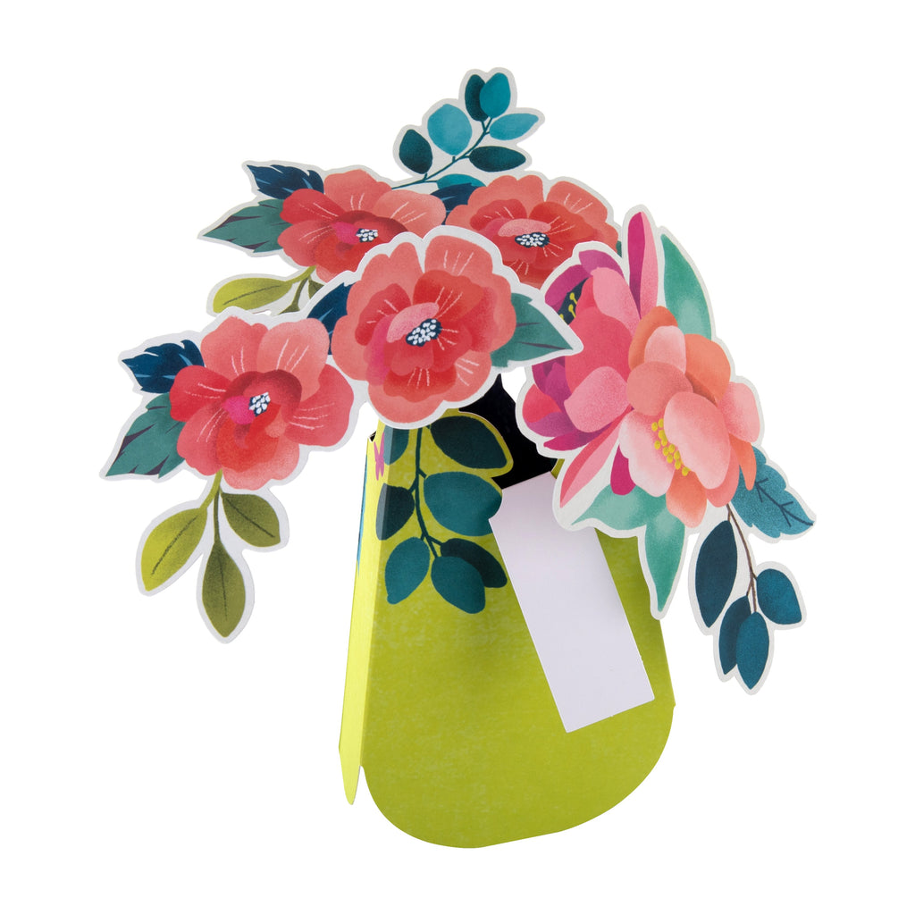 Magical Botanicals Pop Up ‘Wonders’ Card - 3D Yellow Vase & Florals Design