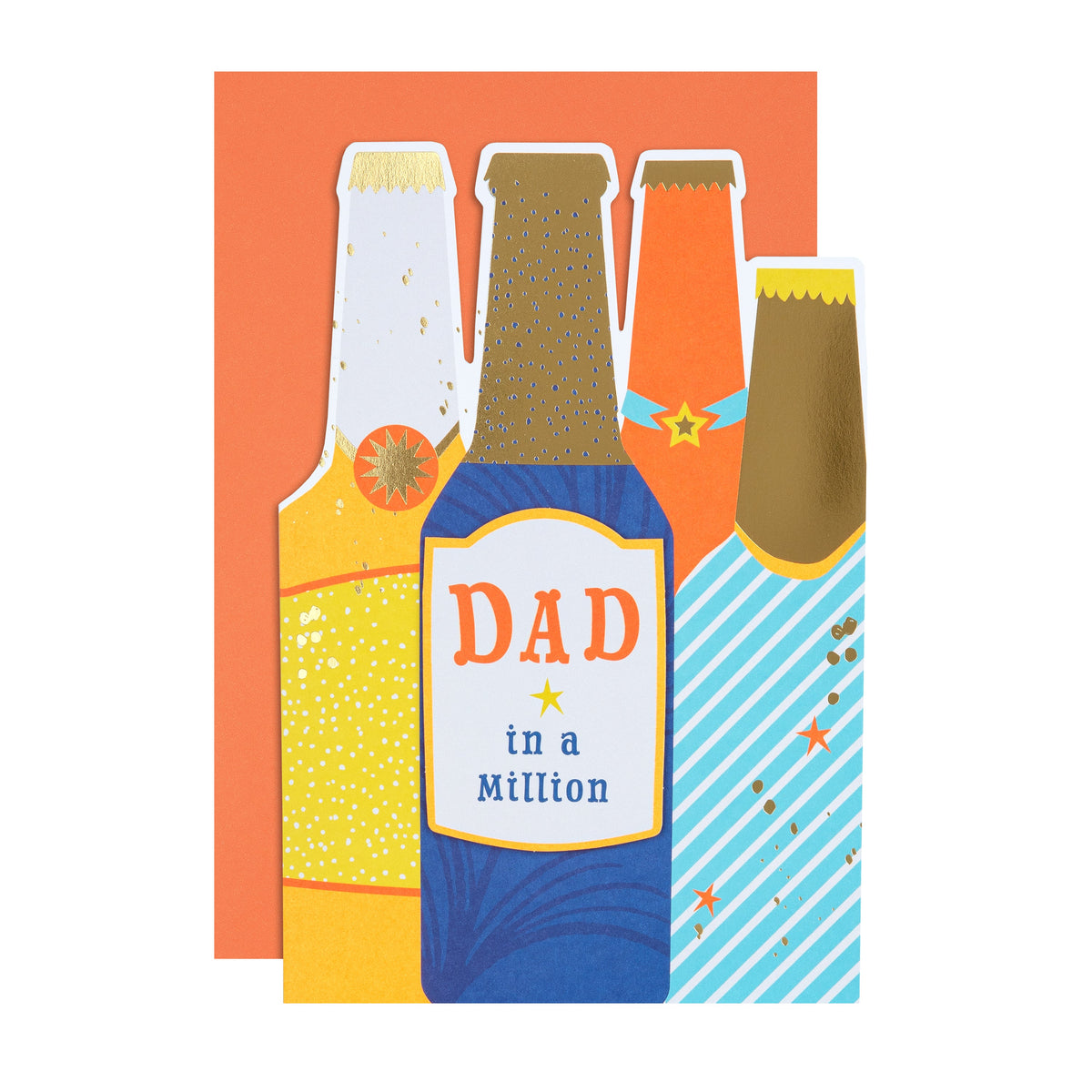 Father's Day Card For Dad - Cute Illustrated Bear Design With Gold Foi