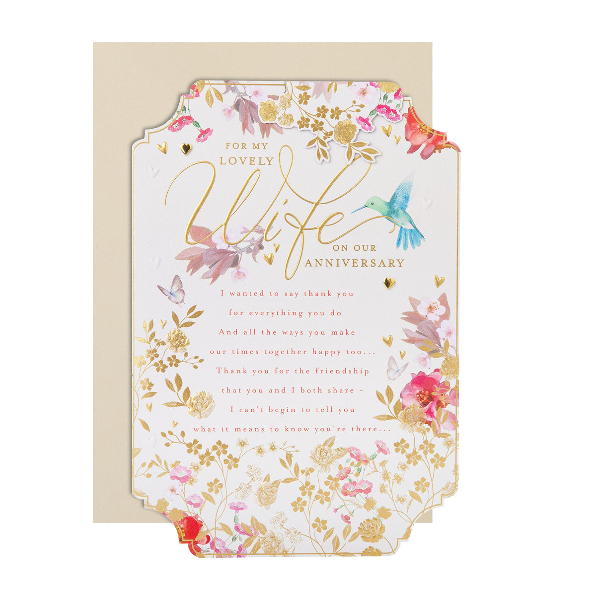 Pink Traditional Floral Verse Anniversary Card for Wife | Hallmark UK