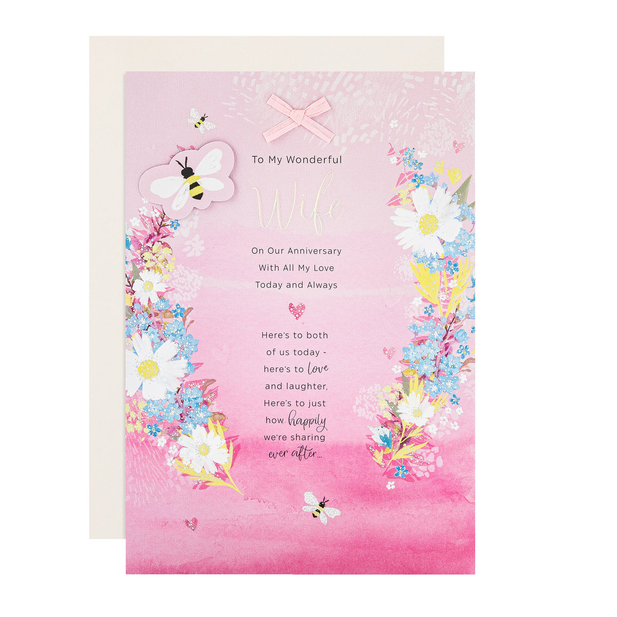 Pink Florals Design & Verse Anniversary Card for Wife | Hallmark