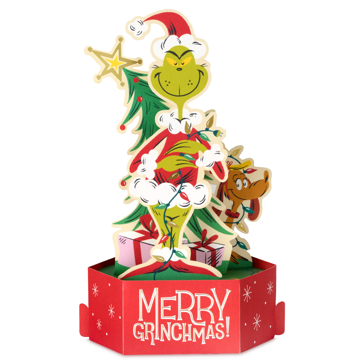 Biglietto Di Natale Pop-Up 3D Hallmark Paper Wonder - Il Grinch Dr. Seuss, Con Dettagli In Lamina Verde E Busta - 2