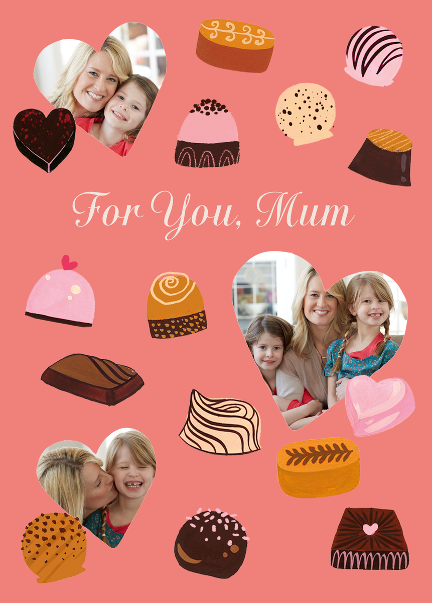 Personalised Chocolates & Hearts Mother's Day Card | Hallmark UK