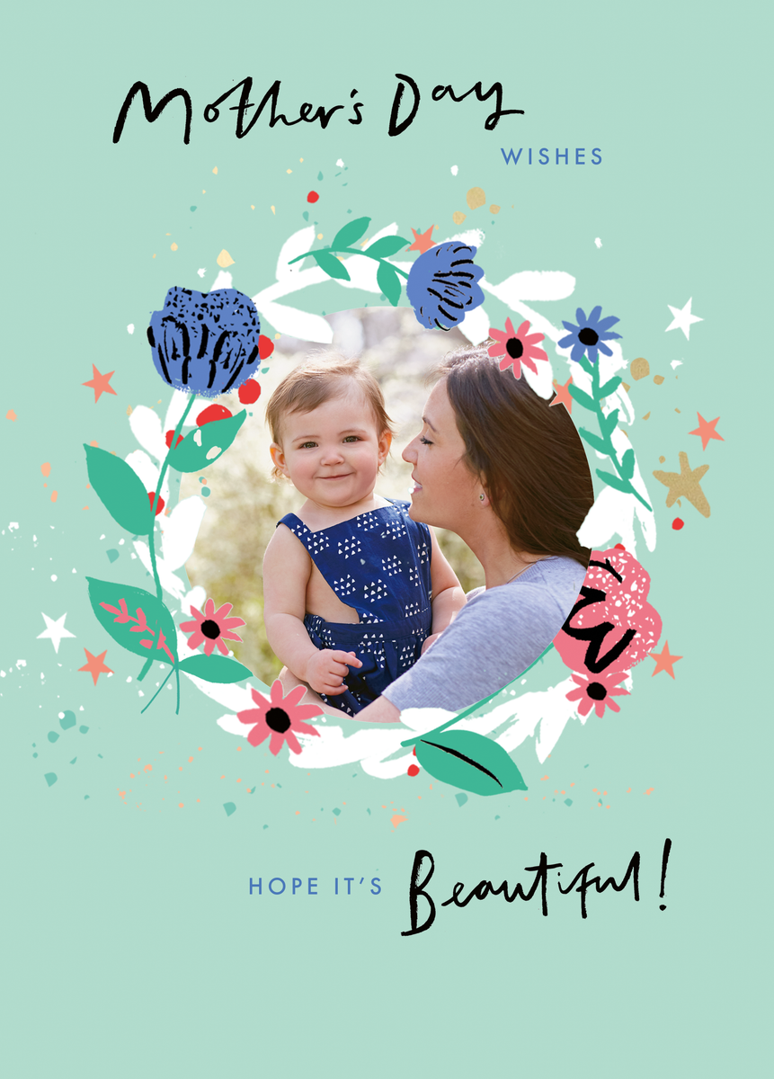 Personalised Floral Wreath Mother's Day Photo Card | Hallmark UK