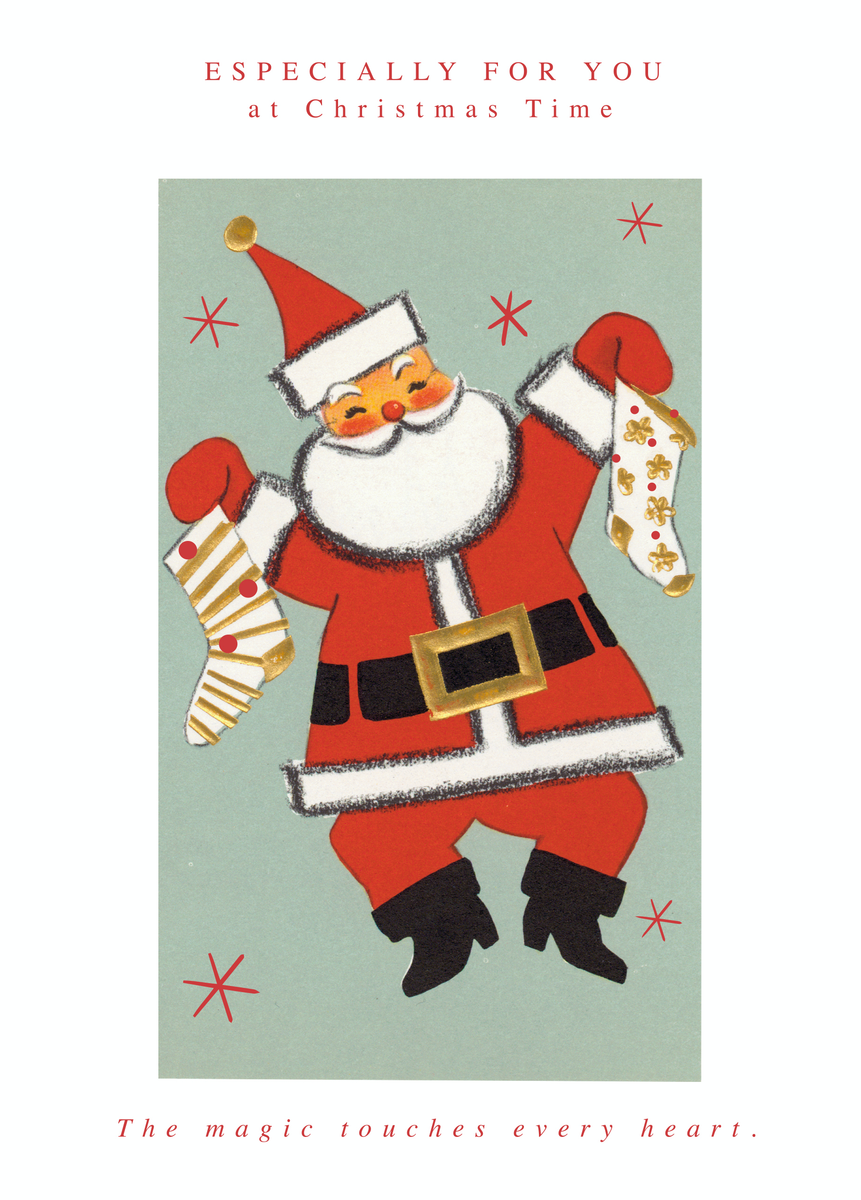 Santa & Stockings Christmas Card Personalised Cards Hallmark UK