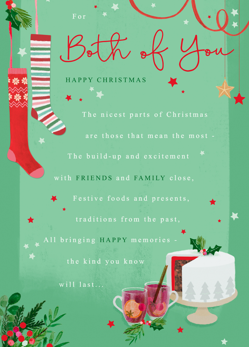 Personalised Traditional Christmas To Both Cake & Stockings Verse Card