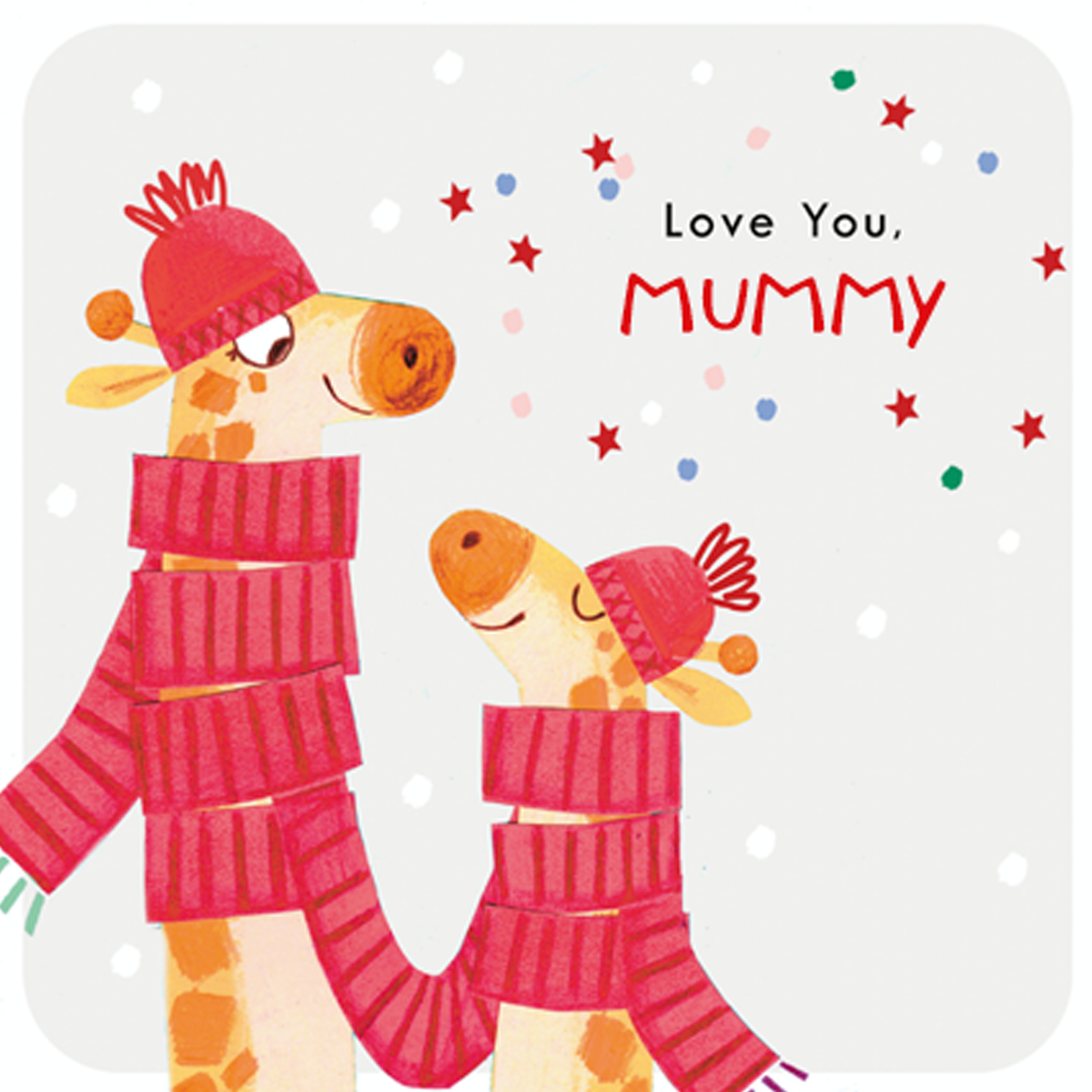 Personalised Mummy Cute Giraffes In Scarves Christmas Card – Hallmark
