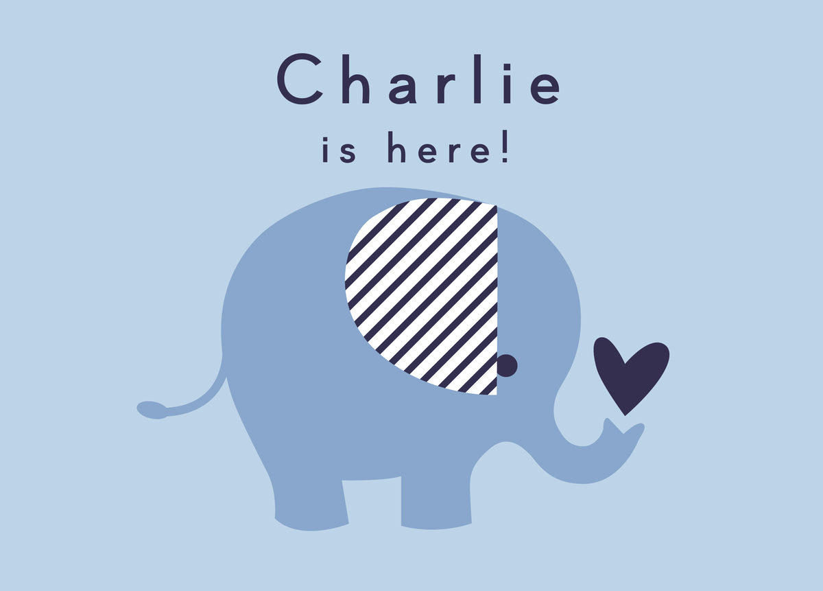 Personalised New Baby Boy Card, Blue Elephant Balloons, 'welcome To The World - View #14