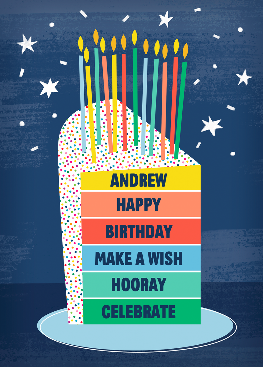 Personalised & Editable Rainbow Cake Birthday Card | Hallmark UK