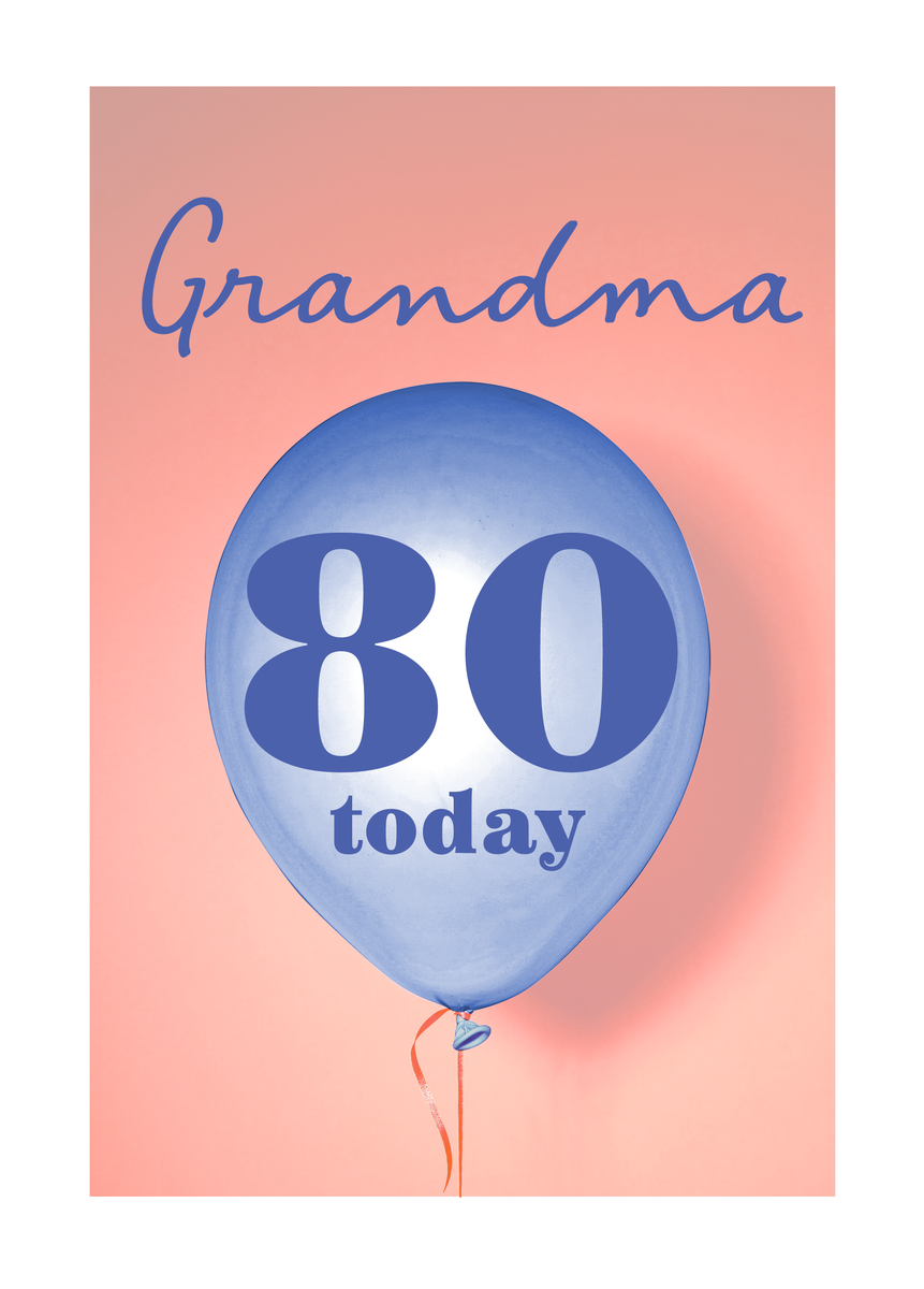 Personalised & Editable Blue Balloon 80th Birthday Card | Hallmark UK