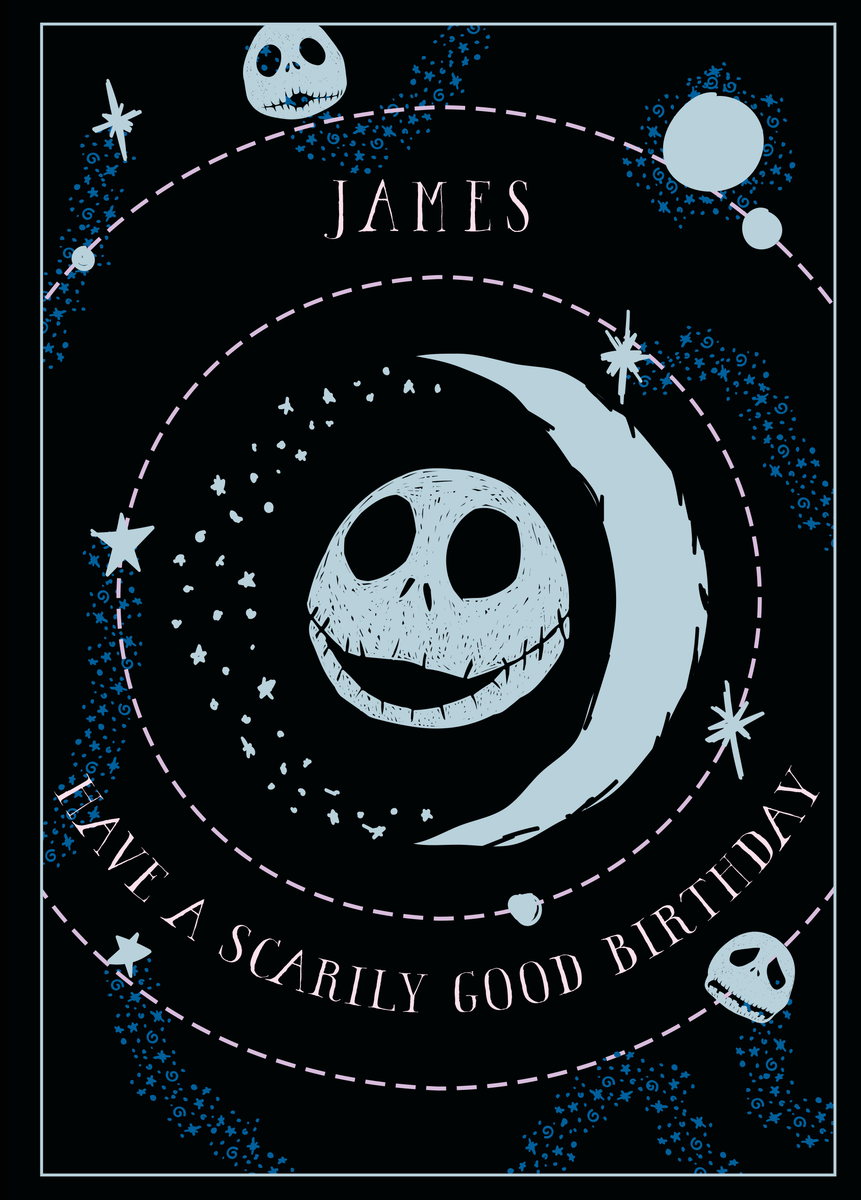 Personalized Nightmare Before Christmas Birthday Card – Jack & Sally, Gothic Theme, Customizable 5 thumbnail image
