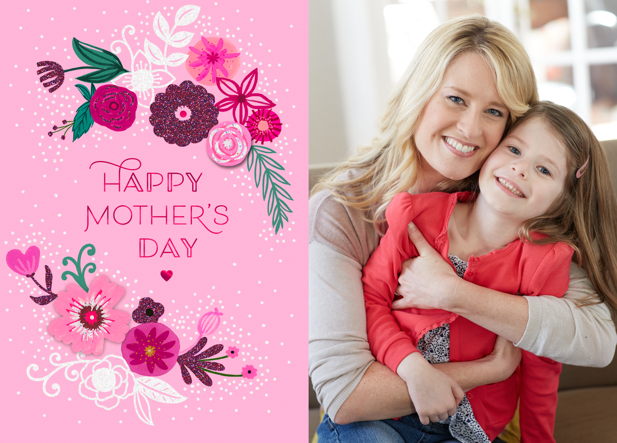 Personalised Photo Upload Pink Florals Mother's Day Card | Hallmark UK
