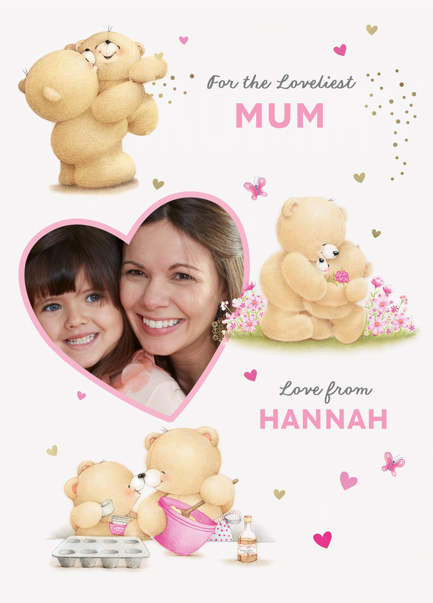 Personalised Photo Upload Bears Hearts Mother's Day Card | Hallmark UK