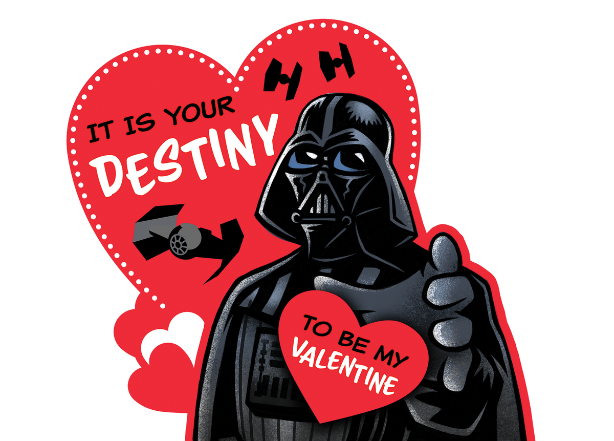 Star Wars Valentine Star Wars Yoda Valentine's Day Card Darth Vader