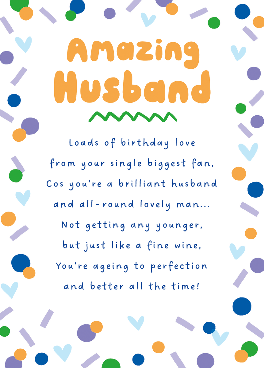Personalised Colourful Heartfelt Birthday Card for Husband | Hallmark