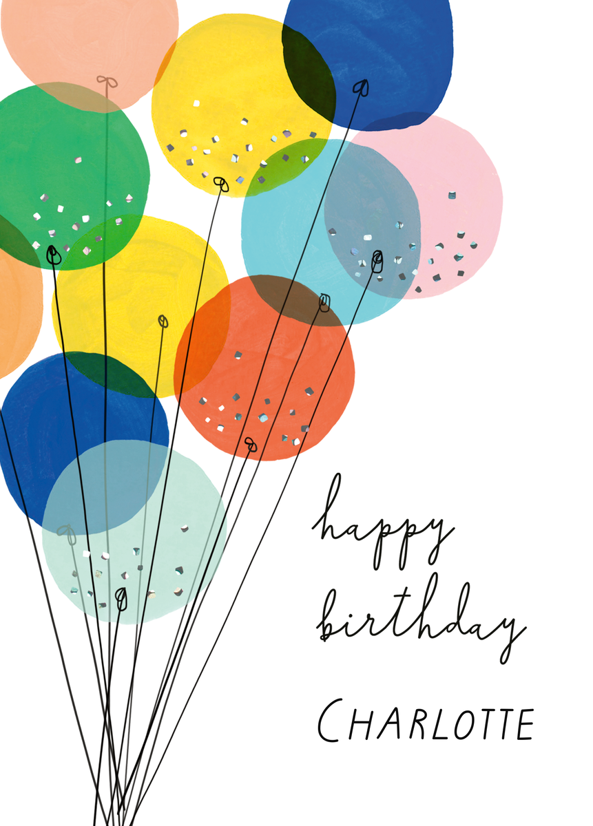Personalised Colourful Illustrated Balloons Birthday Card | Hallmark