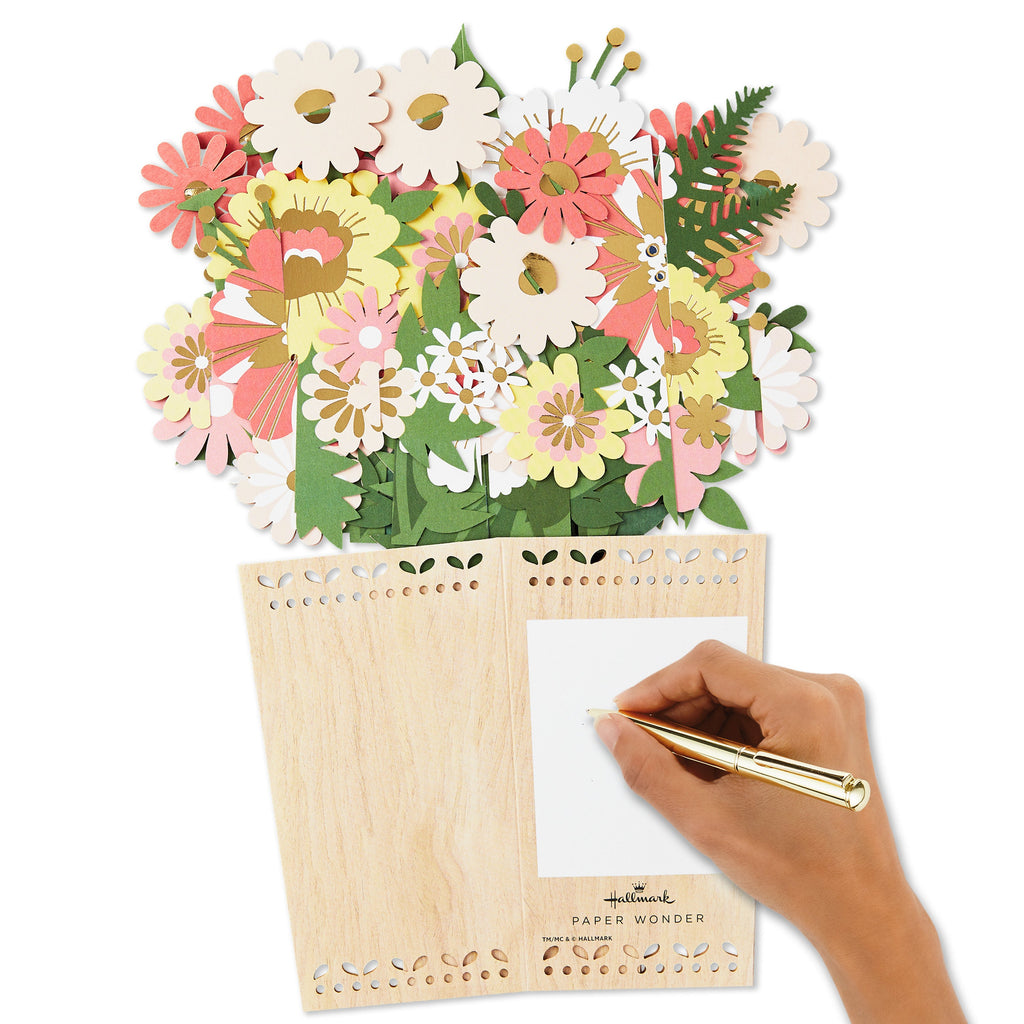 Paper Wonder Greeting Card - 3D Pop Up Flowers & Vase Design