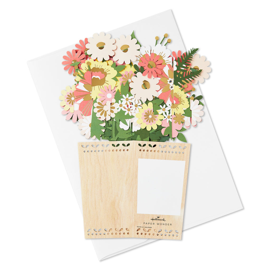 Paper Wonder Greeting Card - 3D Pop Up Flowers & Vase Design