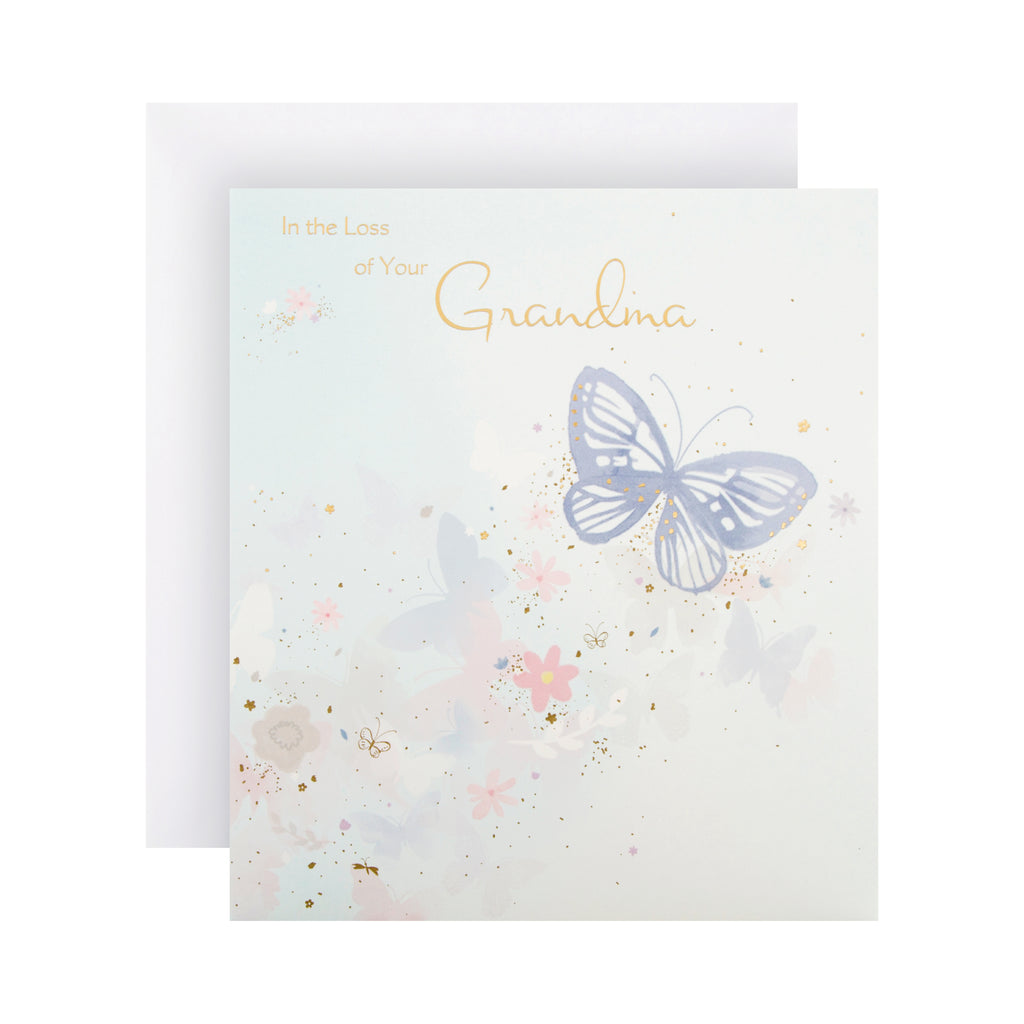 Loss of Grandma Sympathy Card - Pastel Butterfly Design