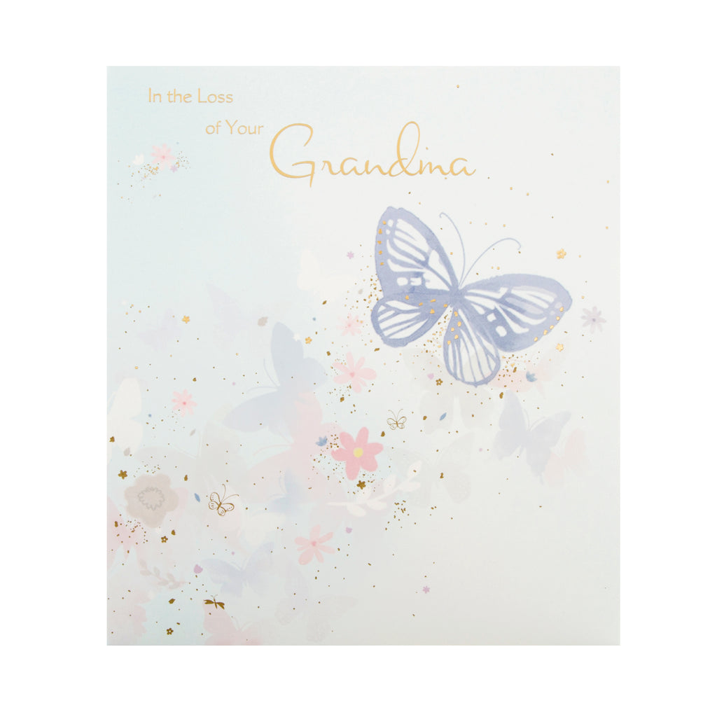 Loss of Grandma Sympathy Card - Pastel Butterfly Design
