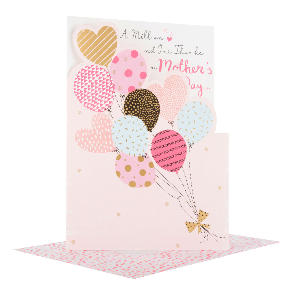 Contemporary Mother's Day Card - Balloon Design with Neon Inks and Gold Foil