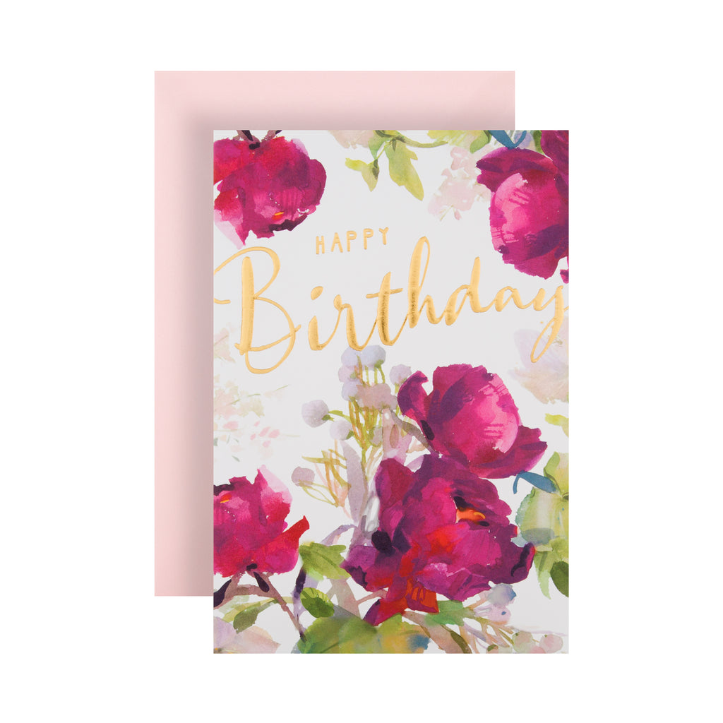 General Birthday Card - Watercolour Floral Design