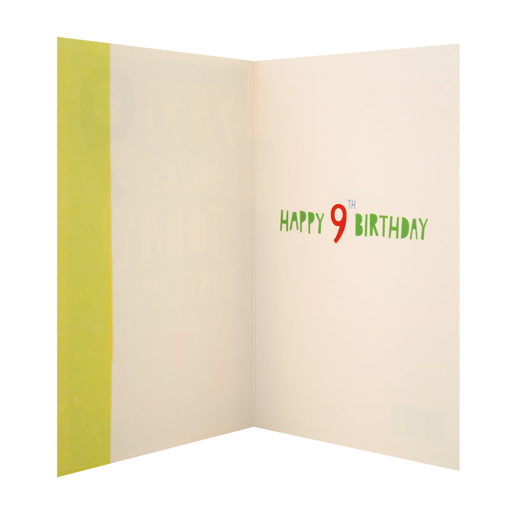 9th Birthday Card - Contemporary Text Based Design