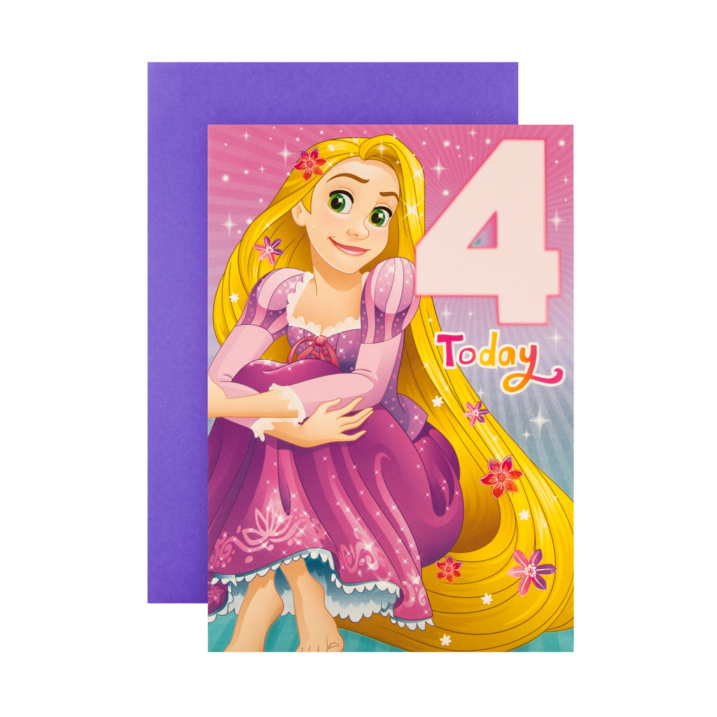 4th Birthday Card -Disney Princess Rapunzel Design