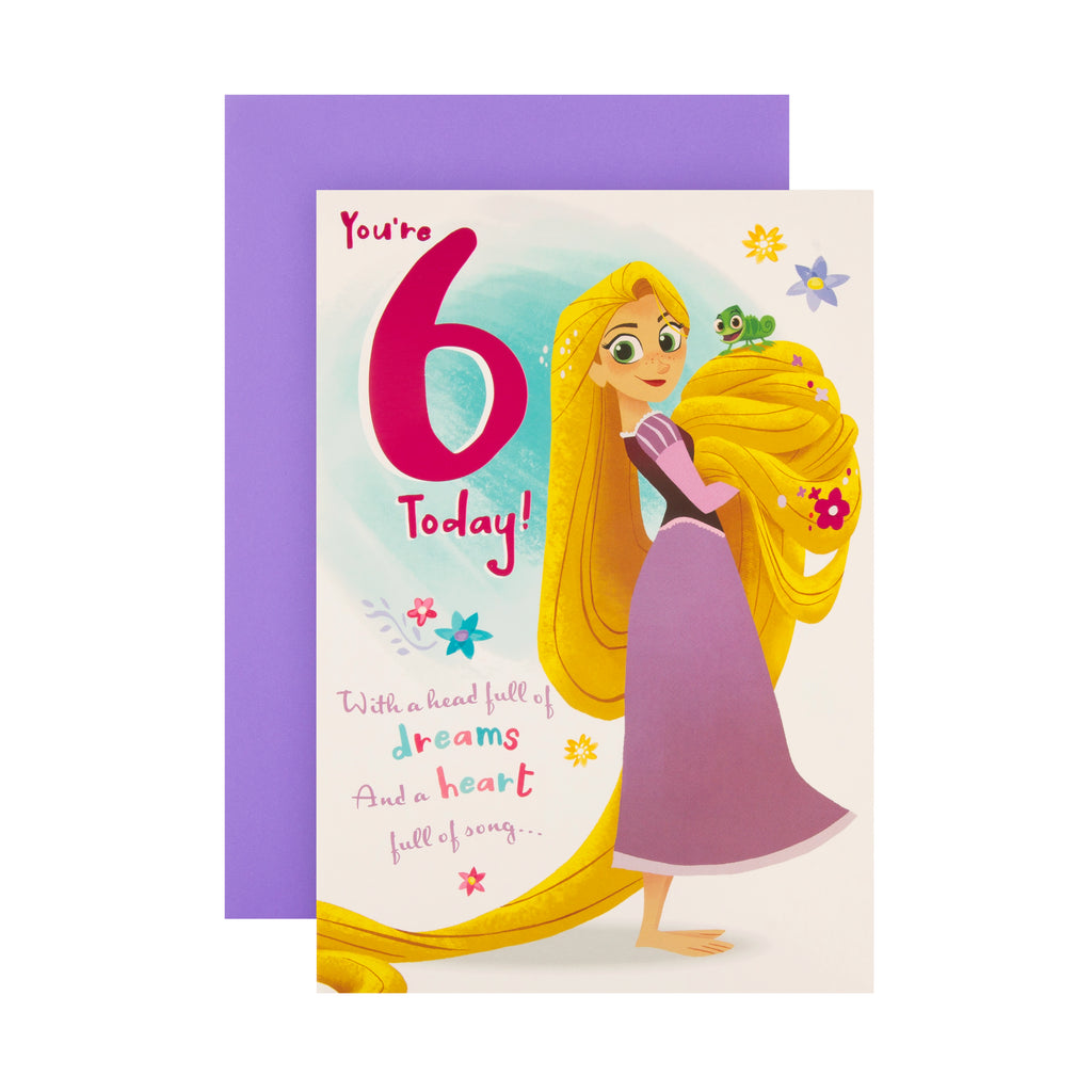 6th Birthday Card - Disney Tangled Rapunzel Design