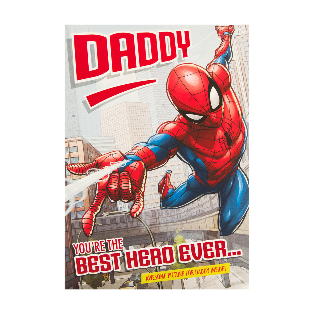 Birthday Card for Daddy - Marvel Spider-Man Design with Colouring Activity Inside