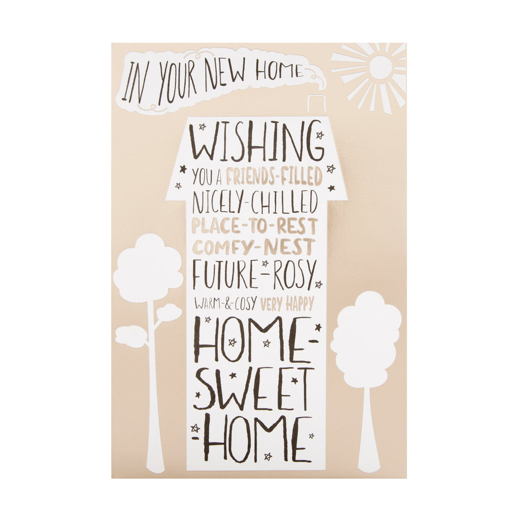 New Home Congratulations Card - Fun Text Based Design