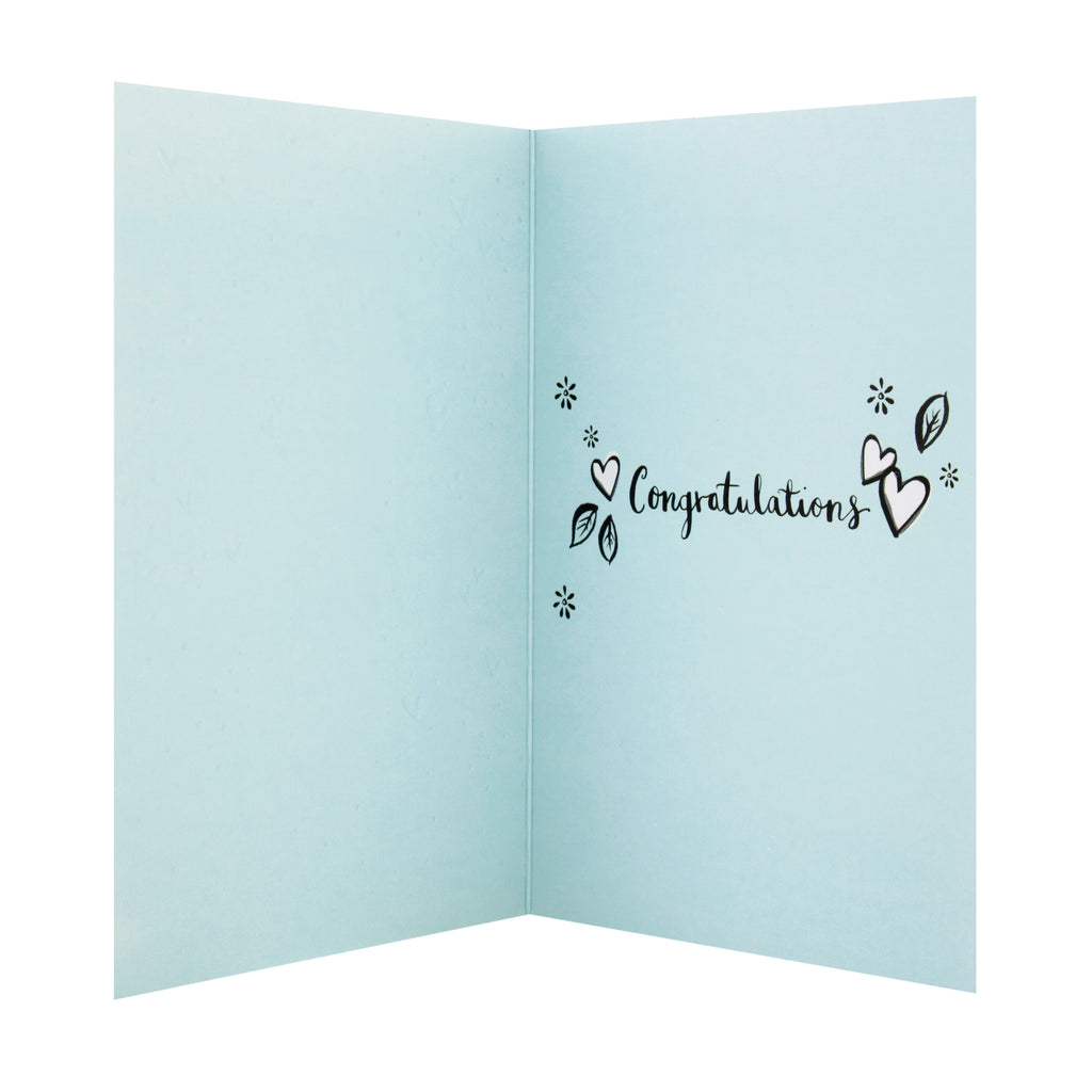 Wedding Congratulations Card - Embossed Hearts Design