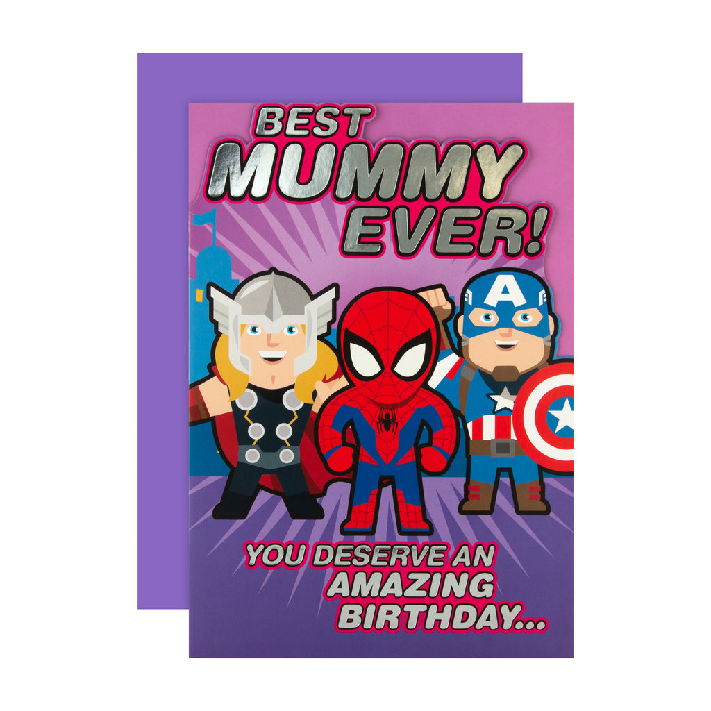 Birthday Card for Mummy - Cute Marvel Avengers Design