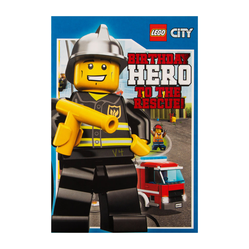 Birthday Card - Lego Fireman Hero Design